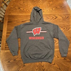 Wisconsin Badgers Captivating Brand Grey Men’s Hoodie Size Medium